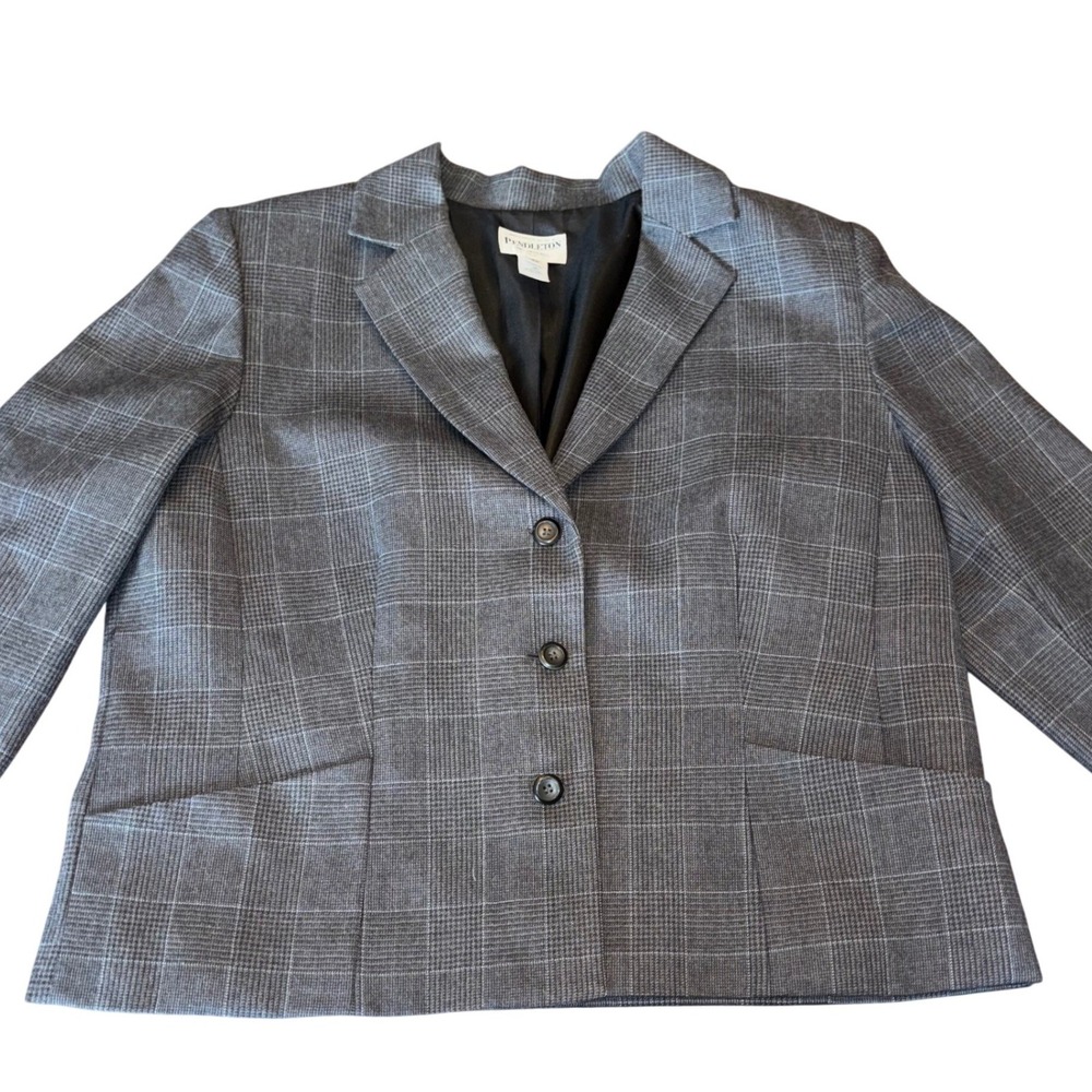 Pendleton | Womens Size 16W | 100% Virgin Wool | Gray Plaid‎ Blazer